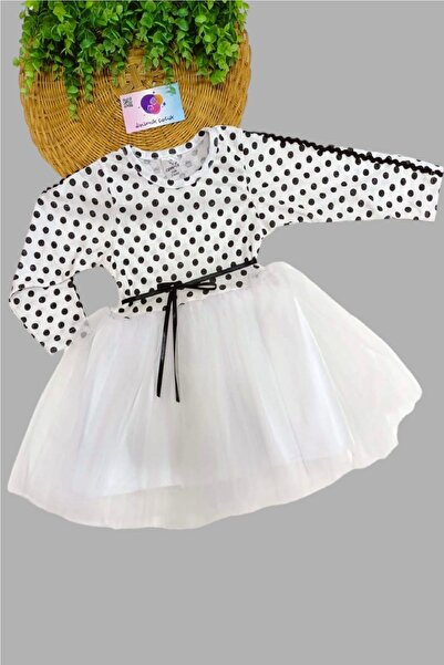 dinamik çocuk Baby Girl Polka Dot Fluffy Tutu Dress Children's Long Sleeve Fl...
