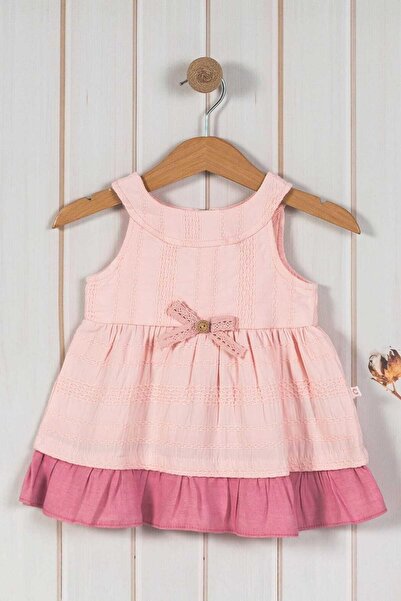 dinamik çocuk Kız Bebek/Çocuk Fiyonklu Yazlık Elbise %100 pamuk