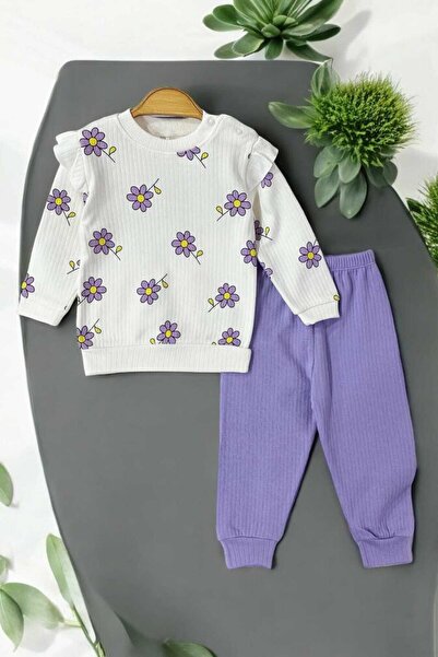 dinamik çocuk Papatya Raporlu Fitilli Kol Detaylı Kız Bebek Takımı Aylık Mevs...