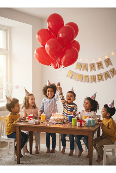 Noone Set of 50 Metallic Red Balloons 12 Inch (30 cm) | Helium Compatible, Party and Decoration Balloon