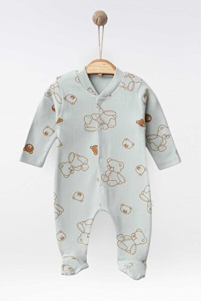 dinamik çocuk Thin Available Jumpsuit with Sober Print - 100% Cotton, 1-3-6 Feet, Booties