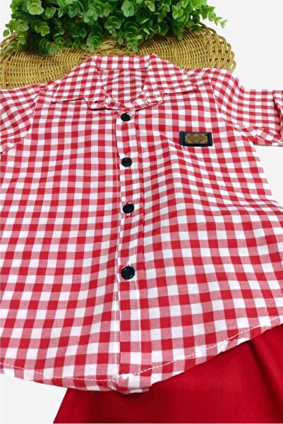 dinamik çocuk 2-Piece Set with Satin Shirt and Shorts for Boys - Summer, Pitta, Short Sleeve (FULL FIT)