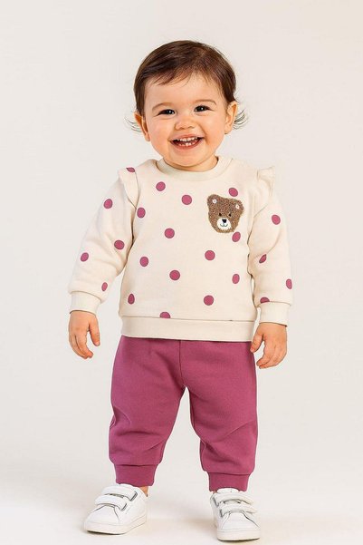 dinamik çocuk Baby Girl/Child Polka Dot Punch Teddy Bear Shoulder Snap Baby S...