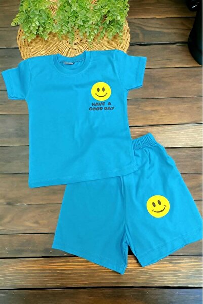 dinamik çocuk طقم علوي وسفلي مطبوع عليه وجه مبتسم للأطفال من الجنسين مكون من ...