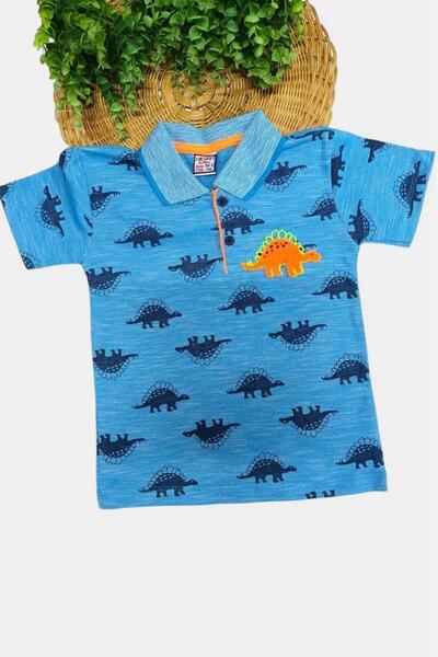 dinamik çocuk Дитяче поло з коміром динозавра з коротким рукавом з коротким р...