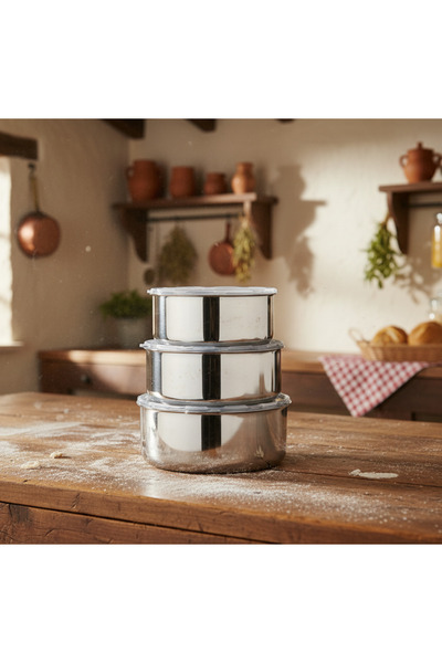Arsel Çelik Saklama Kabı 3'lü Takım Kapaklı