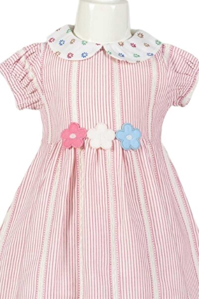 dinamik çocuk %100 Pamuk Kız Bebek/Çocuk Bebe Yaka Çiçekli Büzgü Kol Elbise Organik