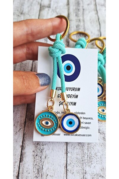 Svc Aksesuar Cadou Breloc cu șnur verde cu mărgele cu ochi rău 10,5 cm Preț p...