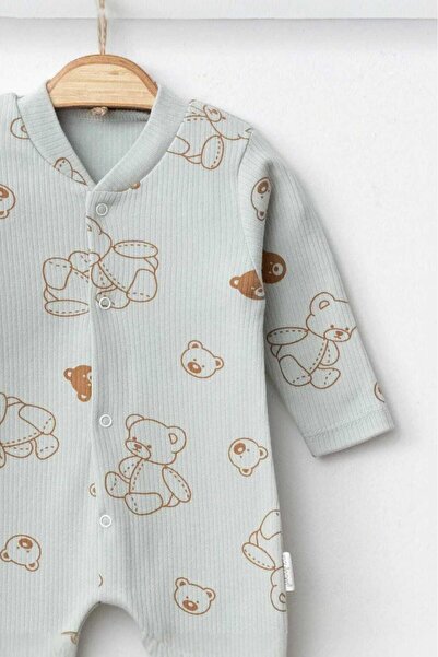 dinamik çocuk Thin Available Jumpsuit with Sober Print - 100% Cotton, 1-3-6 Feet, Booties