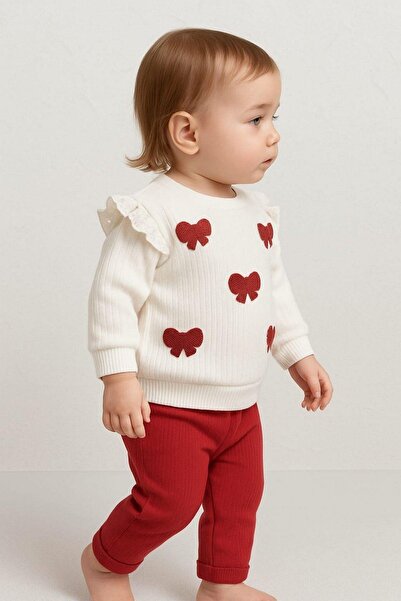 dinamik çocuk Baby Girl 2-3 Season Dress Set Off-The-Shoulder Embroidered Bow 6-9-12 Months