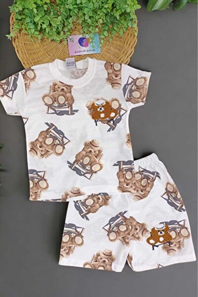 dinamik çocuk Set de urs brodat din 2 piese pentru baieti/fete - maneca scurt...