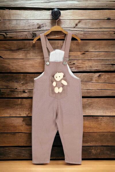 dinamik çocuk Girl/Boy Colorful Salopet with Teddy Bear Unisex Jumpsuit Lycra...