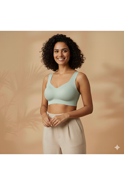 HS İÇ GİYİM Women's Wide Strap Padded Underwire-Free Non-Support Ghost Bra (B...