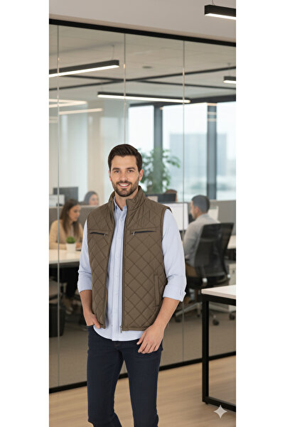 HeviStor Classic Cut Quilted Inflatable Vest with Fleece Inside Dad Vest