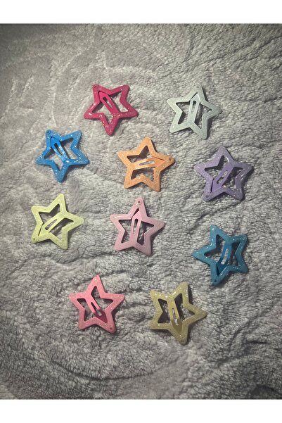 Ramilabutik Renkli Simli Yıldız Çıtçıt Toka 6 Lı Karışık Renkli