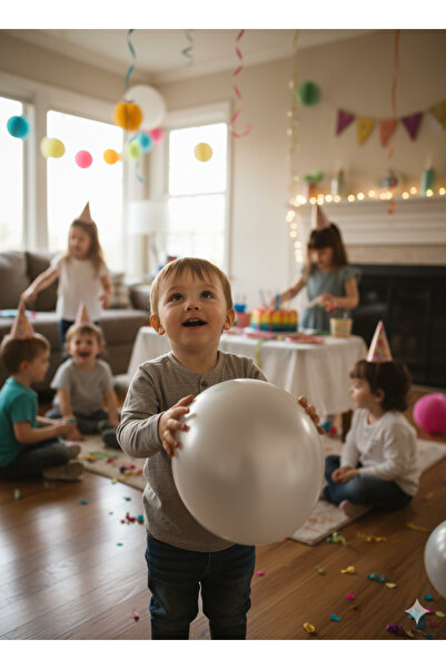 Noone Set of 20 Metallic White Balloons 12 Inch (30 cm) | Helium Compatible, Party and Decoration Balloon