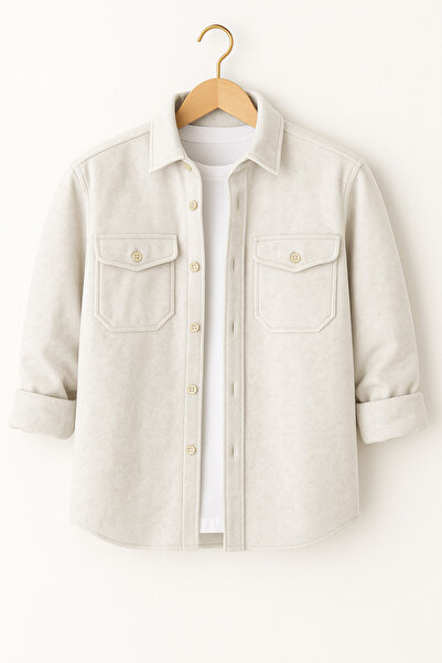 mavisima erkek giyimi سترة قميص رجالية بيضاء بنمط حطابي من الكاشmir - تصميم مريح يواكب صيحات الموضة الشتوية للموسم الجديد