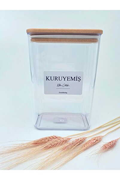 zezedesing Ahşap Kapaklı Dekoratif Kuruyemiş Kavanozu/kutusu