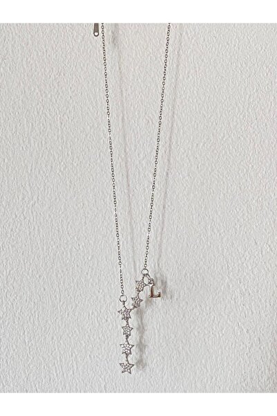 bijoux uniques Kayan Yıldız L Harfli Çelik Kolye