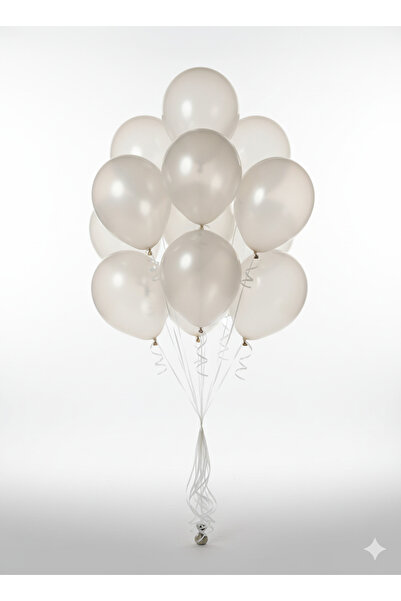 Noone Set of 20 Metallic White Balloons 12 Inch (30 cm) | Helium Compatible, Party and Decoration Balloon