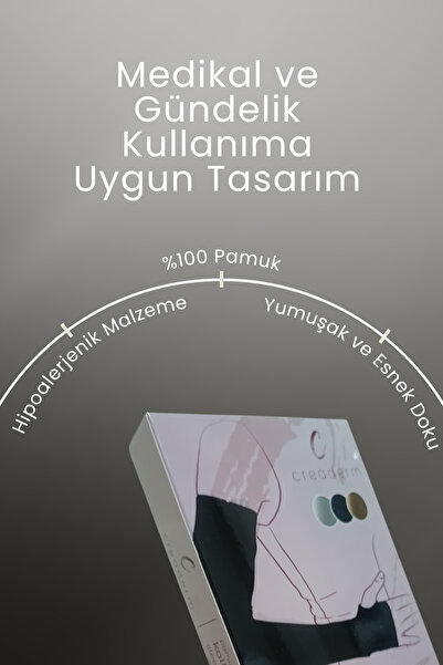 CREADERM 45 Cm Uzun Ten Rengi Bej Pamuklu Premium Kalite Çift Esnek Kolluk Antialerjik