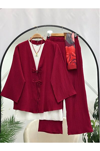 modasindoma γυναικείο λινό κοστούμι διπλό κορδόνι