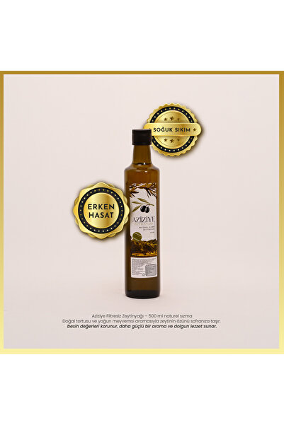 Aziziye Zeytinyağı Erken Hasat Soğuk Sıkım Naturel Sızma Zeytinyağı 500ML