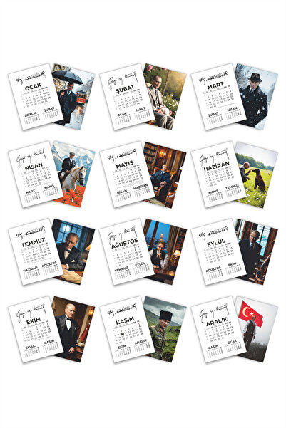 İstisna Atatürk Masaüstü Takvimi Spiralli Üçgen Takvim