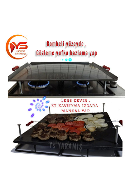 Ys YARAMIŞ Ocak Üstü Kare Saç Gözleme Yufka Ekmek Bazlama Sacı Mangal Köfte Saç Kavurma Izgara Bombeli Saç Tava