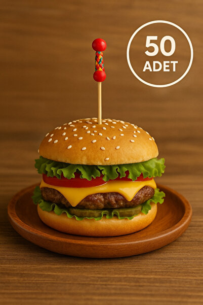 İthal Dekoratif Kırmızı Örgülü Bambu Kürdan 12 cm, Parti, Sunum,hamburger, Ko...