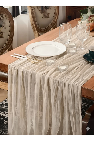 KAMİZ Bohemian Runner Tablecloth Modern Home Decor Wedding Engagement Special Day Table Cloth Dowry Set 100% Cotton