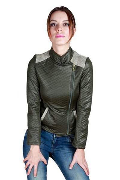 modacix Khaki Jacket - Stylish Shoulder Detail