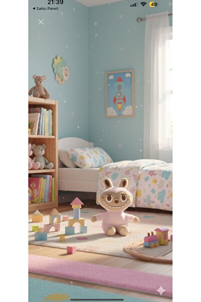 iğne izi Labubu Oyuncak, Peluş Oyuncak, Büyük Boy Labubu, Sevimli Peluş (35 cm)