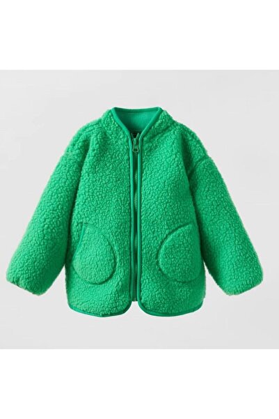 SONGÜLBERİK Kız Çocuk Yeşil Teddy Ceket