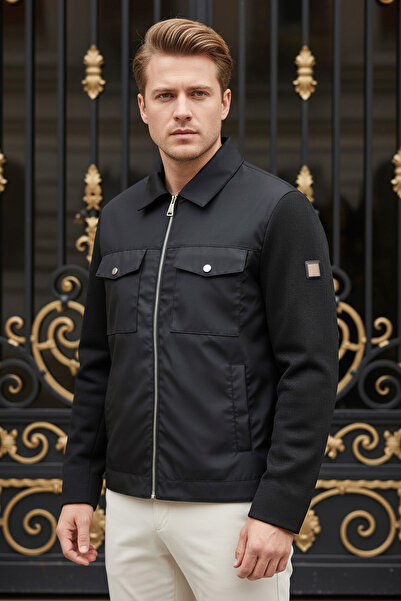 MOVENTO Erkek Kol Örme Cep Detaylı Ceket