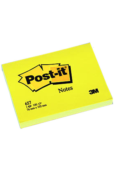 Post-it ورق ملاحظات لاصق 100 ورقة 76×102 أصفر 657 عبوة من 12 قطعة