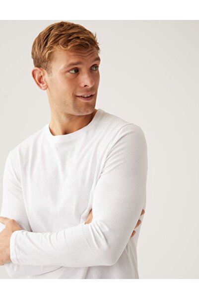 Marks & Spencer Saf Pamuklu Uzun Kollu T-Shirt