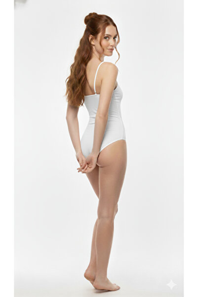 HS İÇ GİYİM Women's 3 Pack Thin Strap Hook Snap Bodysuit Undershirt & Flexible and Soft