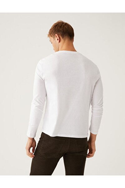 Marks & Spencer Saf Pamuklu Uzun Kollu T-Shirt