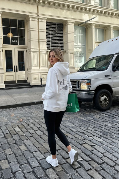 Le'sluette shadow of style Dámská mikina oversize s potiskem (Pilates) – Zdraví je bohatstvím