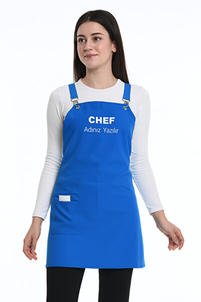 Mutfakta Moda Özel Mutfak Aşçı Önlüğü / Özel Su Ve Leke Tutmaz Kumaş Profesyonel Master Chef Önlüğü Sax Mavisi