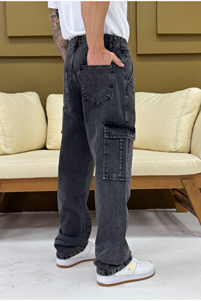 corfixman Baggy Gri Taşlama Kargo Cepli Pantolon