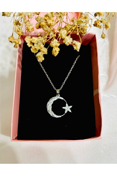 stainless steell Ay Yıldız Figürlü Çelik Kolye – Altın ve Gümüş Renk Seçenekl...