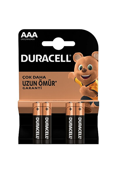 Duracell Alkalin İnce Kalem Pil (AAA) 4 LÜ Kartela