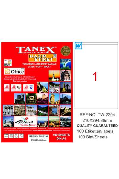 Tanex Лазерна етикетка 100 YP 210x294,86 Лазерно копиране-Мастиленоструйно TW...