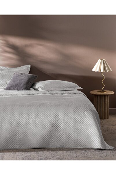 Madame Coco Boulogne Einzel-Tagesdecke aus Samt - Grau