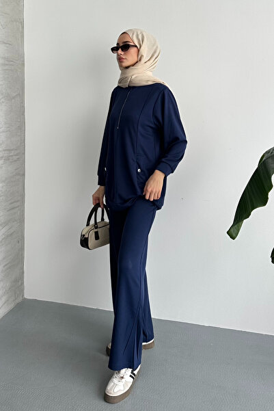 Feela Moda Γυναικείο κοστούμι τουνίκ με μεταλλικό φερμουάρ, χτενισμένο βαμβακερό, μεγάλου μεγέθους, 2021