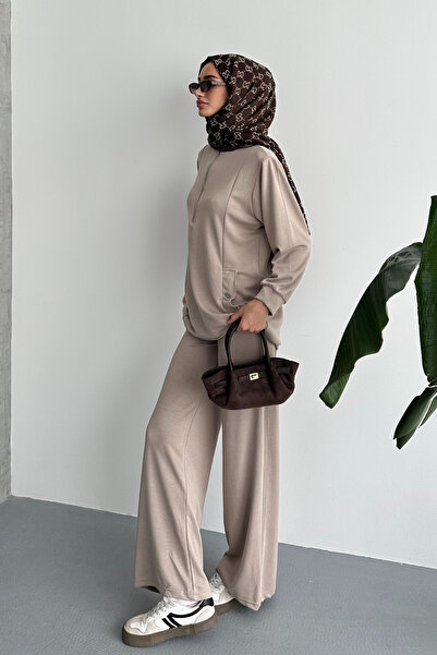 Feela Moda Women's Modal Combed Cotton Oversize Metal Zipper Hijab Tunic Suit 2021