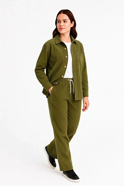 ARONA Mdb Velvet Oversized Set – Shirt and Pants Two-Piece, Smoked Corduroy Elegance, Comfortable and Elegant Posture