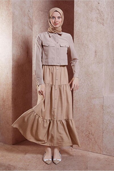 Alvina 60553 Model Linen Textured Skirt